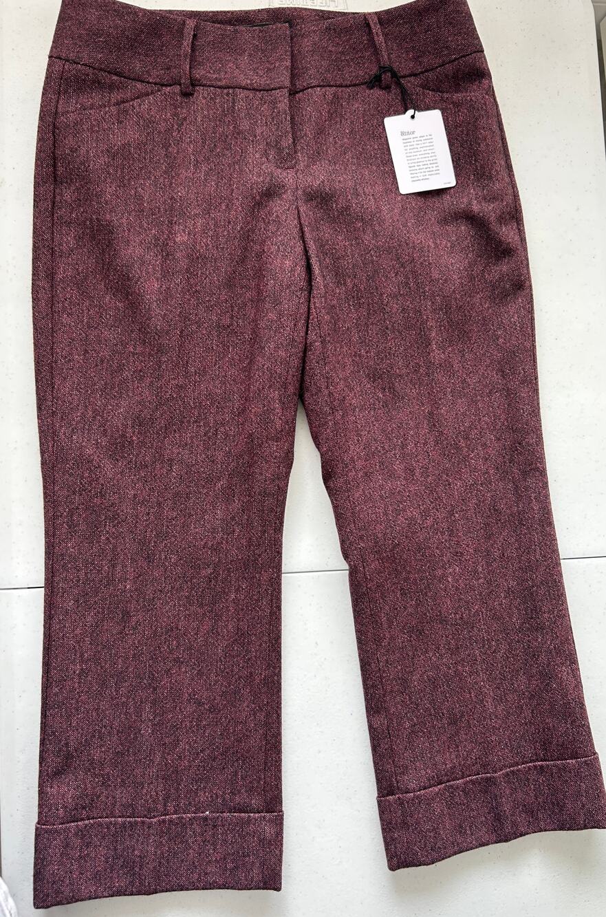 Express Design Studio wool blend burgundy cropped pants size 4